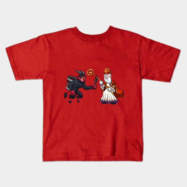 Saint Nicholas VS Krampus Kids T-Shirt by TheMaskedTooner